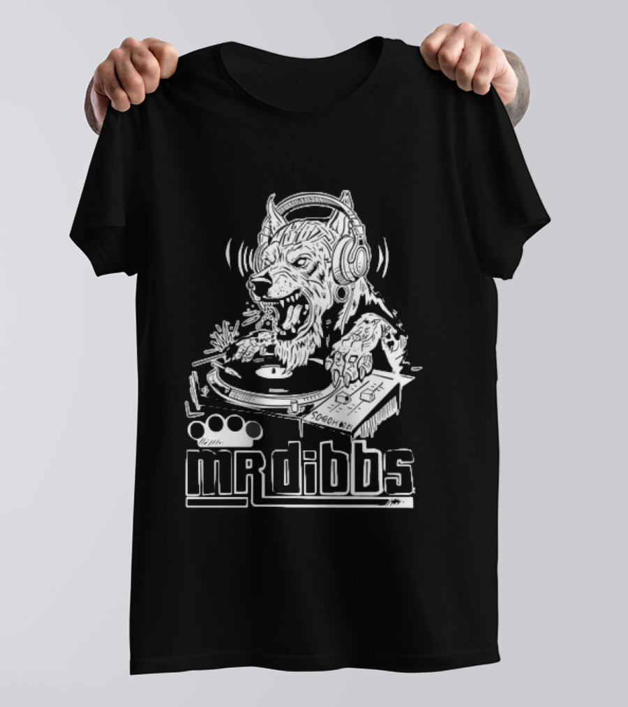 Mr Dibbs Werewolf DJ Sound Wave Technics 1200 Turntable T-Shirt