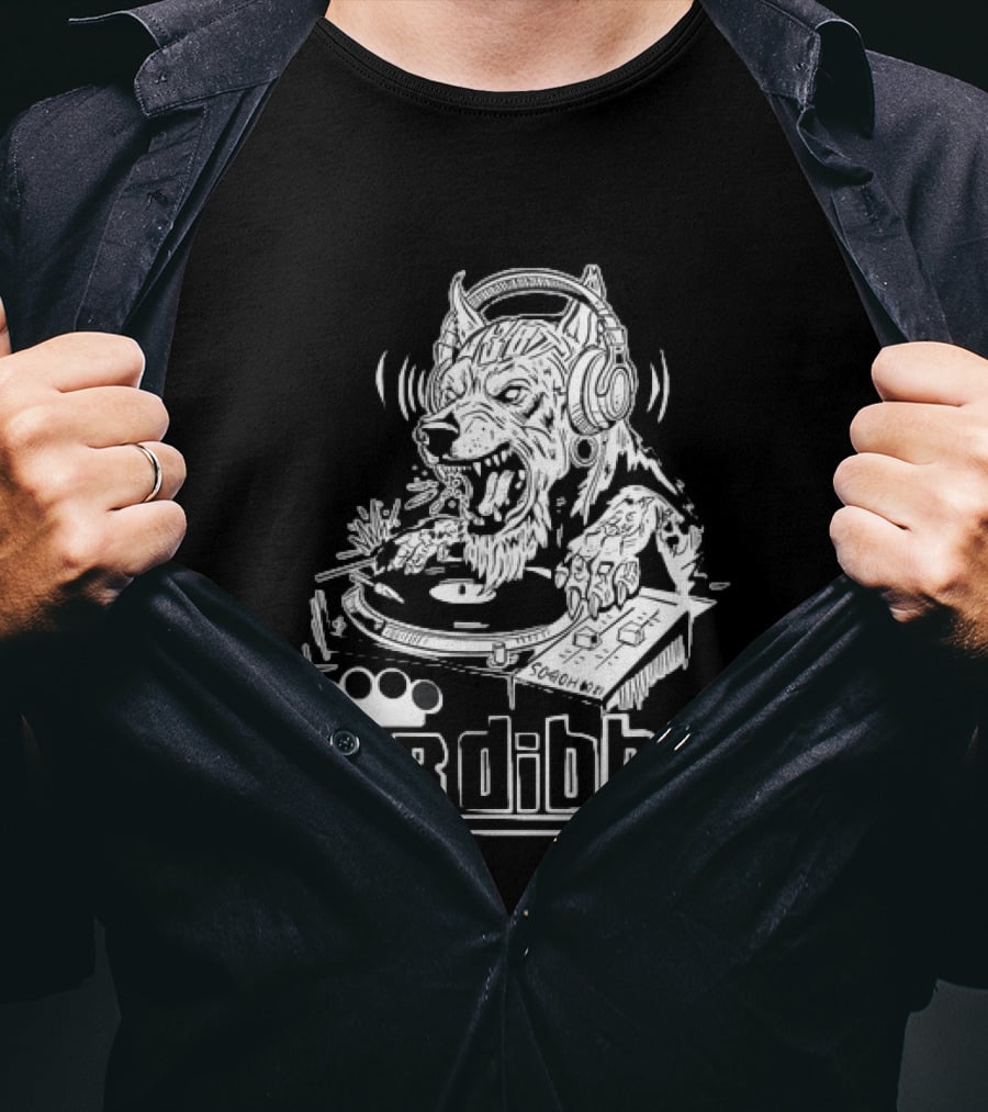 Mr Dibbs Werewolf DJ Sound Wave Technics 1200 Turntable T-Shirt