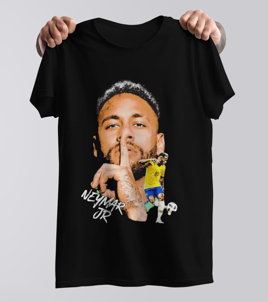 Neymar Jr Brazil National Team Shhh Soccer Collage T-Shirt