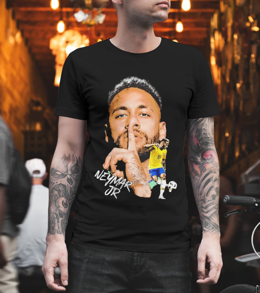 Neymar Jr Brazil National Team Shhh Soccer Collage T-Shirt