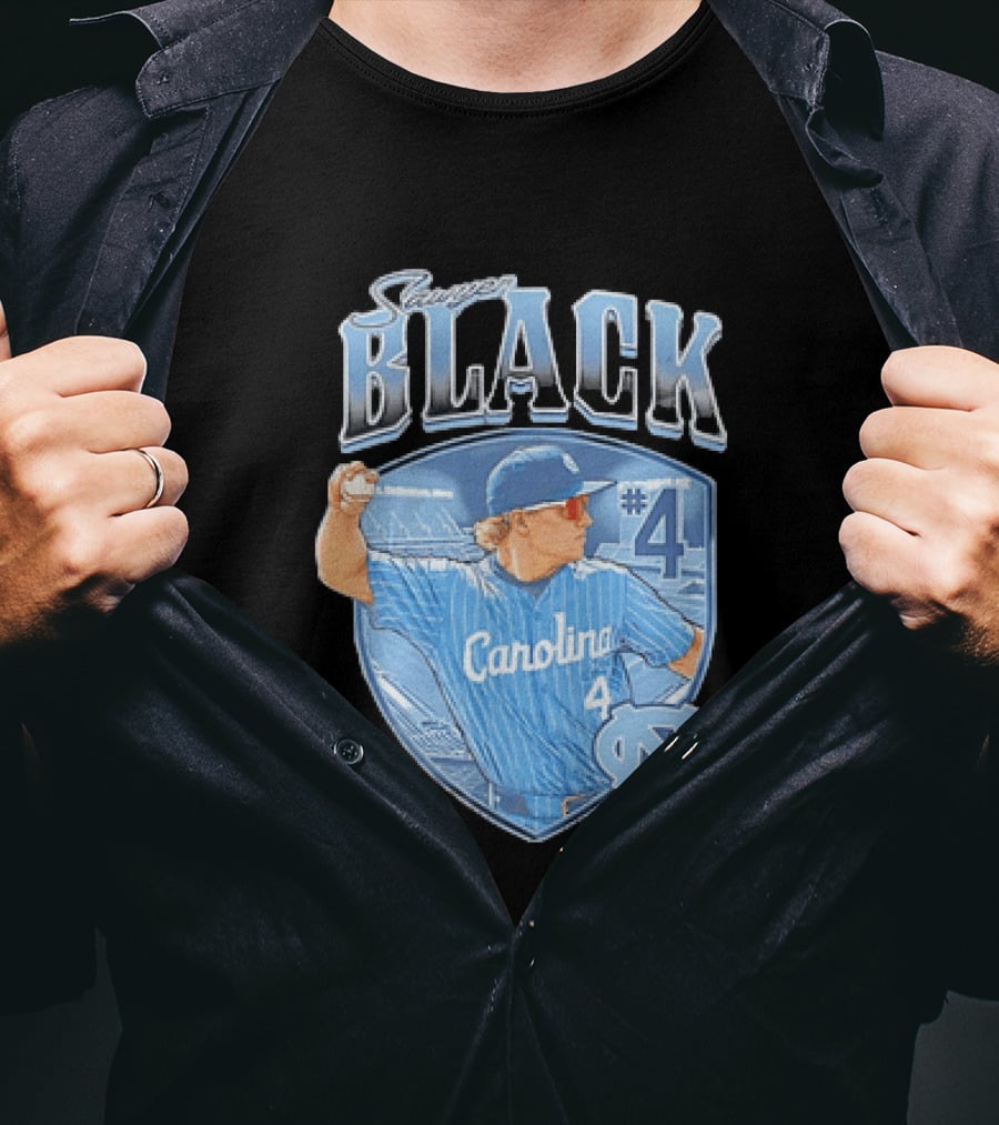 Sawyer Black Carolina Tar Heels #4 Baseball Player T-Shirt
