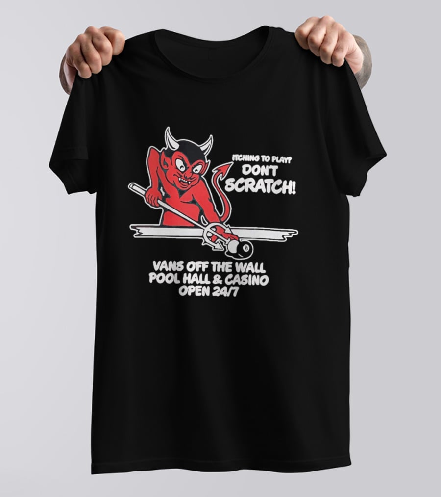 Vans Off The Wall Pool Hall & Casino Itching To Play Don't Scratch Open 24/7 T-Shirt