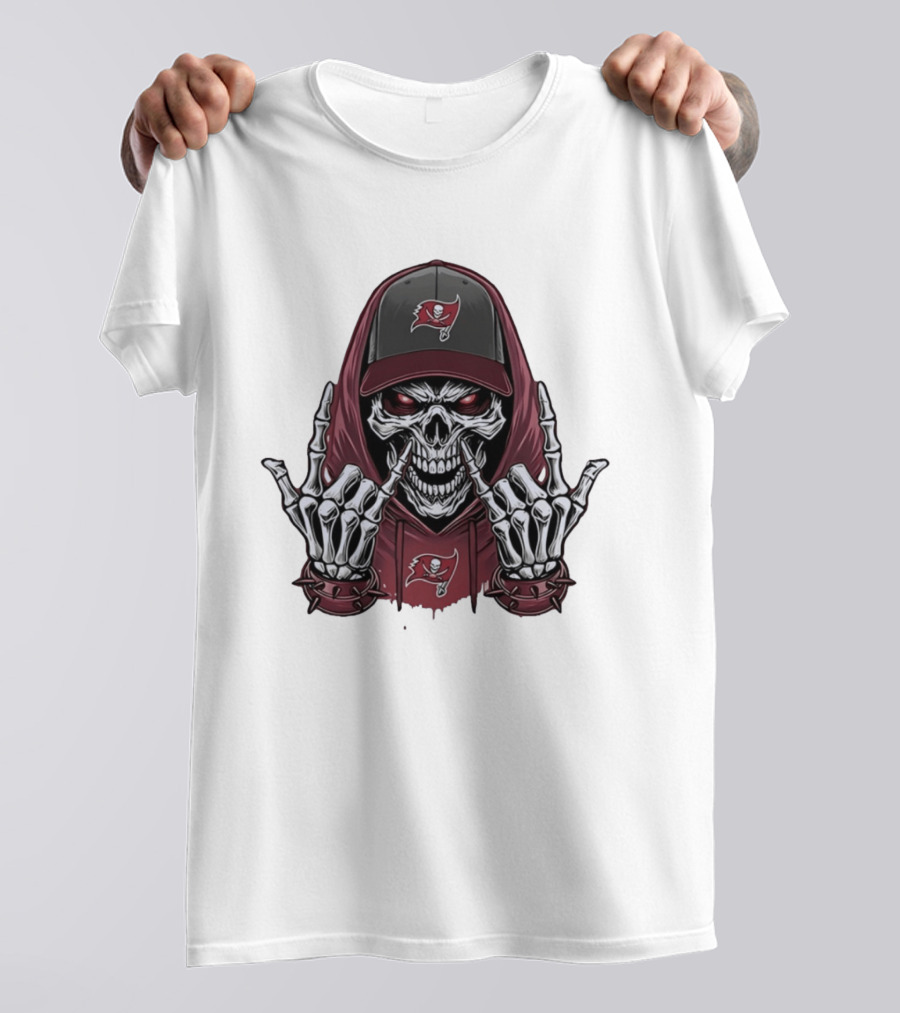 Buccaneers Skeleton Rock On Pirate T-Shirt