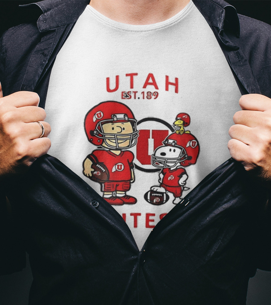 Charlie Brown Snoopy Woodstock Utah Utes EST 1892 Football Team T-Shirt