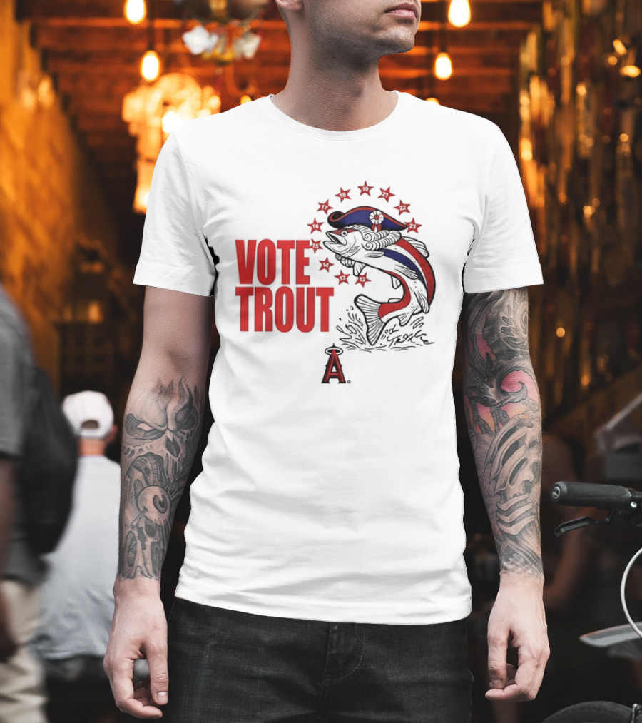 Los Angeles Angels Vote Trout Red Blue Star Fish T-Shirt