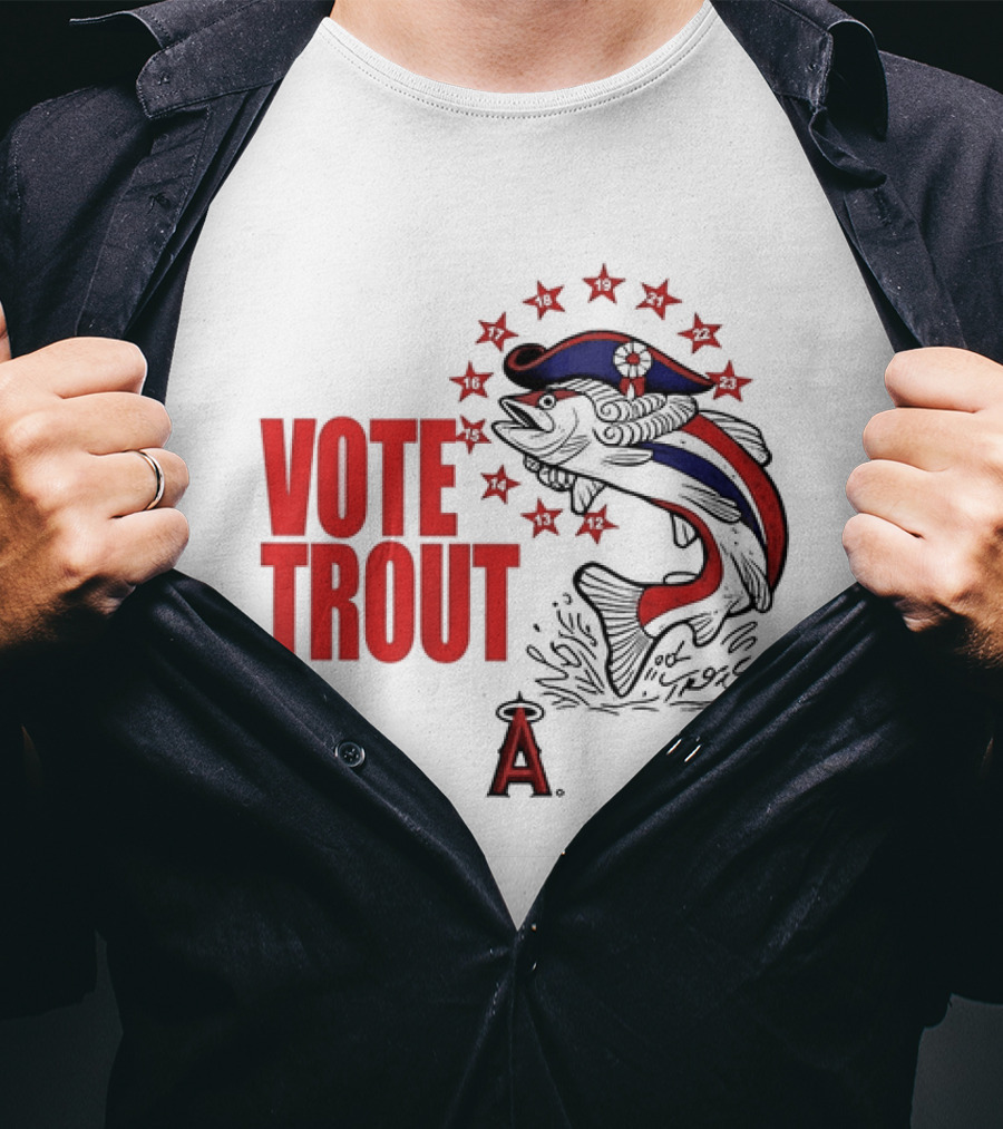 Los Angeles Angels Vote Trout Red Blue Star Fish T-Shirt