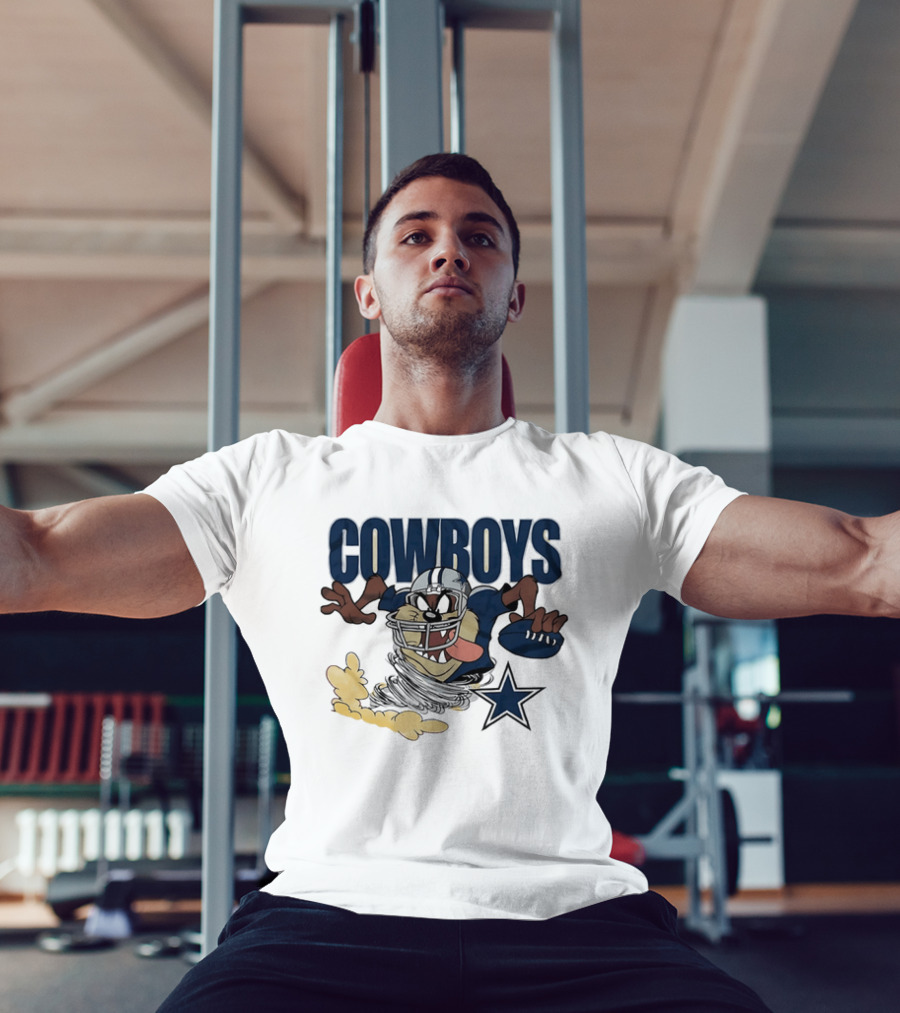 Cowboys Looney Tunes Taz Football Star Burst Dallas Team Collaboration T-Shirt