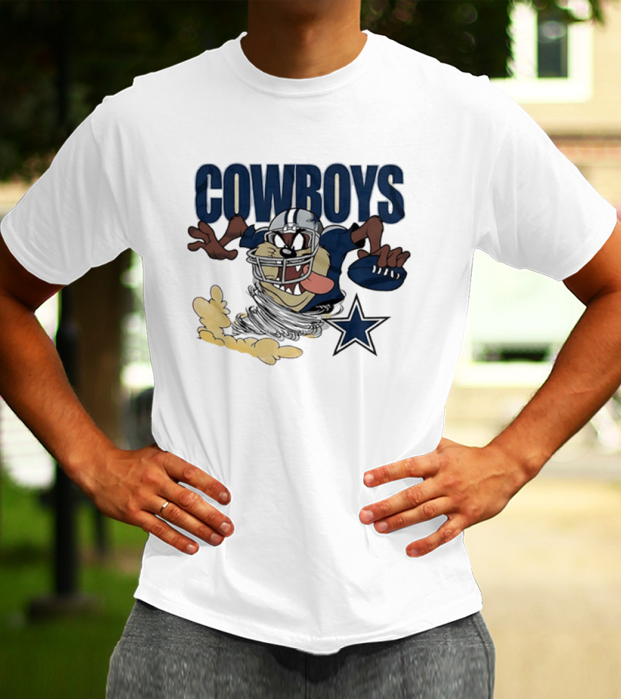 Cowboys Looney Tunes Taz Football Star Burst Dallas Team Collaboration T-Shirt