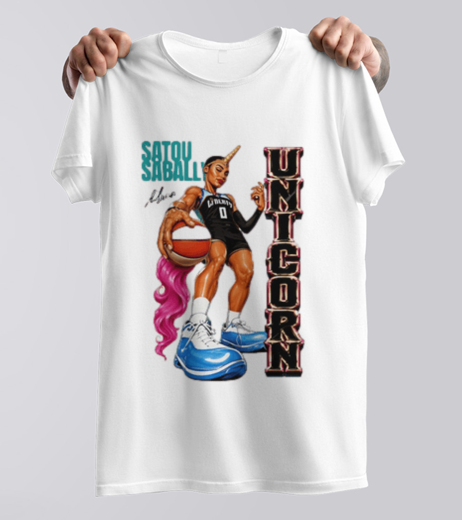Satou Sabally New York Liberty Unicorn Basketball Player With Ball T-Shirt