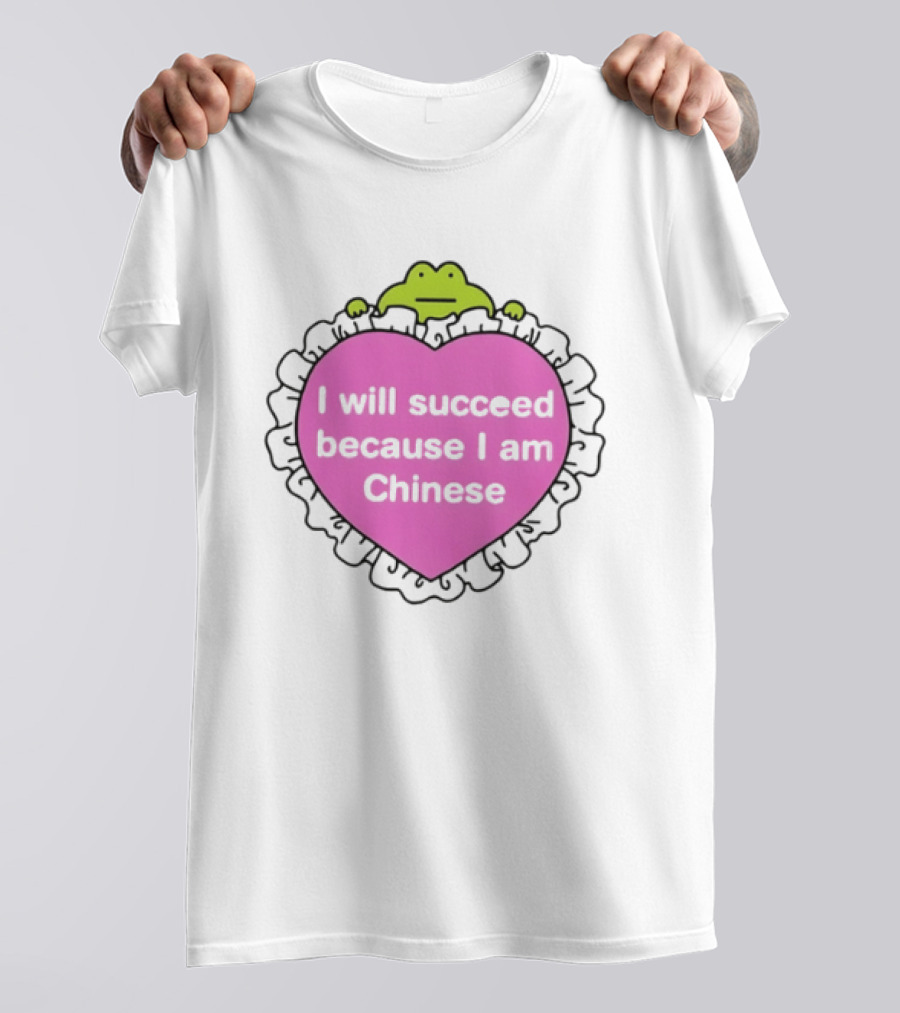 I Will Succeed Because I Am Chinese Pink Heart Frog T-Shirt