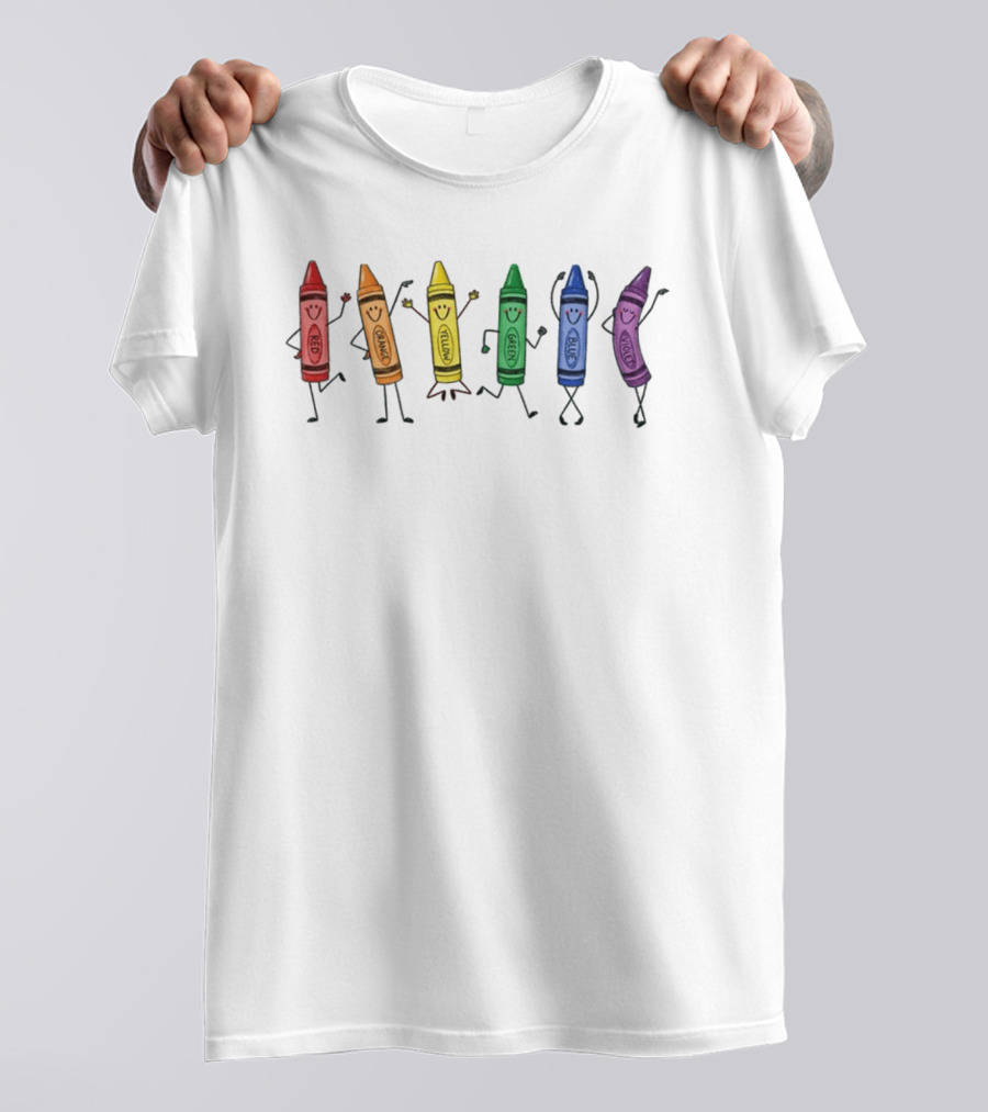 Red Orange Yellow Green Blue Violet Crayon Colors Characters T-Shirt