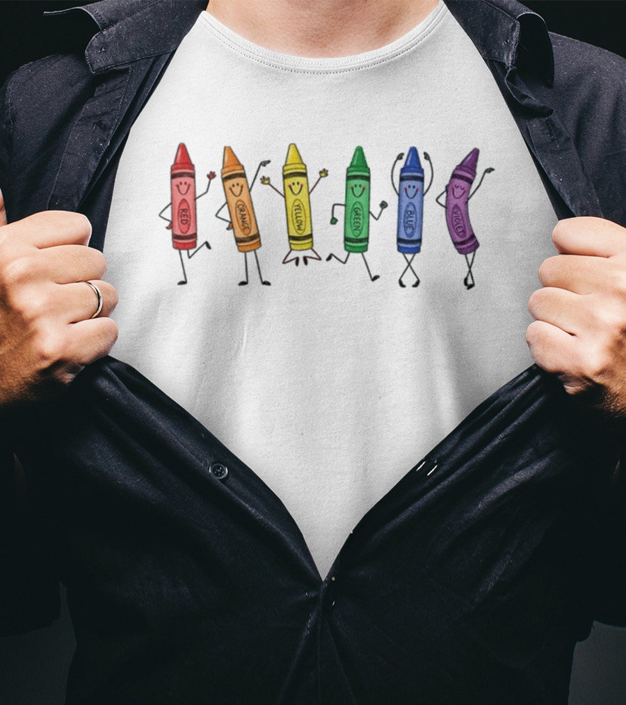 Red Orange Yellow Green Blue Violet Crayon Colors Characters T-Shirt