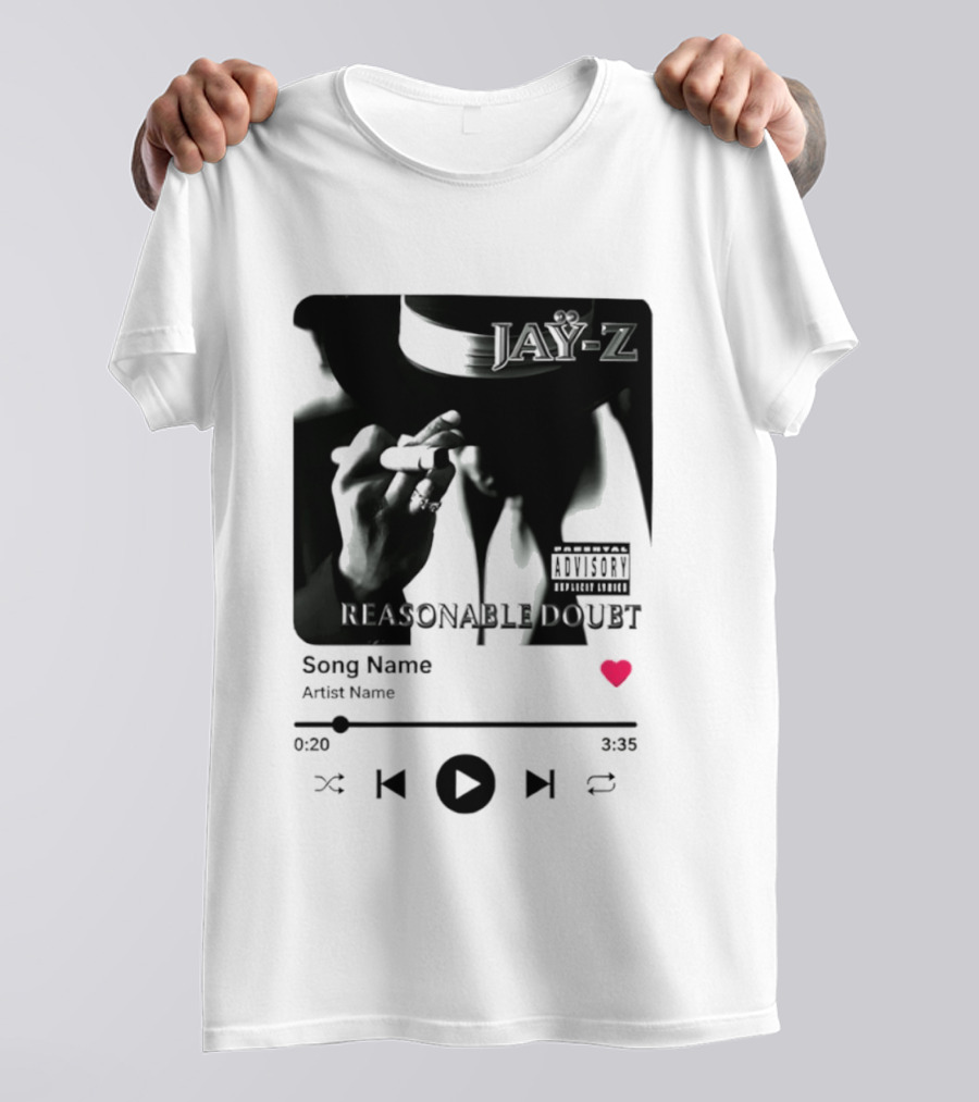 Jay Z Reasonable Doubt Song Name Artist Name Parental Advisory Explicit Content Iconic Album Cover T-Shirt