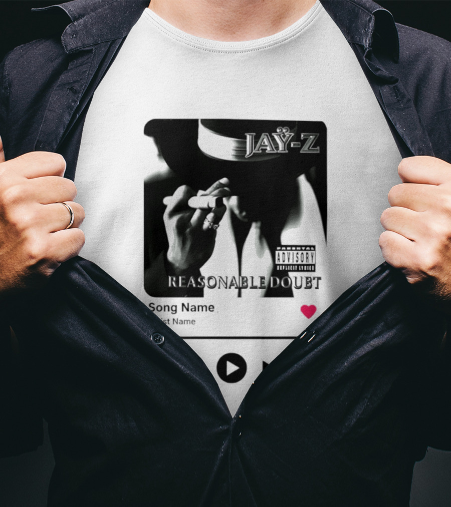Jay Z Reasonable Doubt Song Name Artist Name Parental Advisory Explicit Content Iconic Album Cover T-Shirt