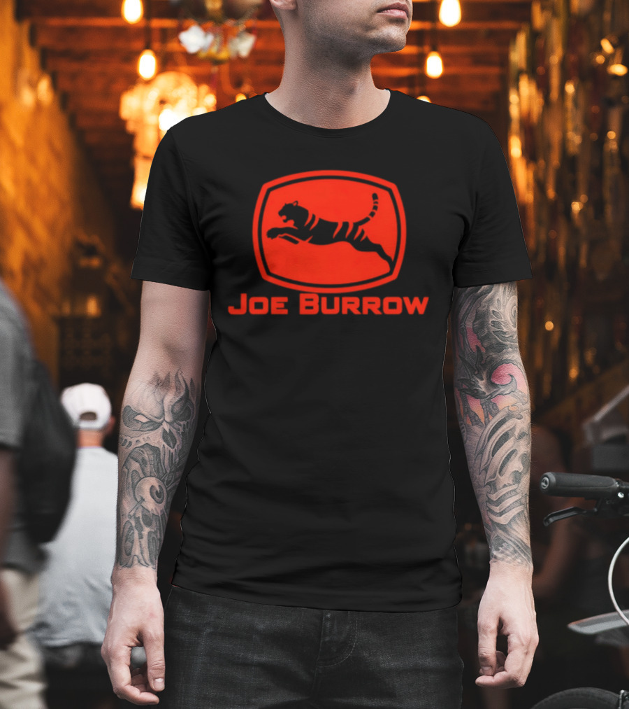 Joe Burrow Cincinnati Bengals Tractor Co Jumping Tiger Oval T-Shirt