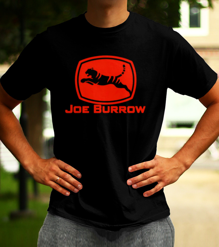 Joe Burrow Cincinnati Bengals Tractor Co Jumping Tiger Oval T-Shirt