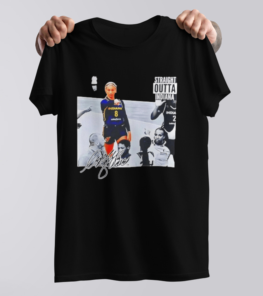 Caitlin Clark Pointing Indiana Fever Basketball Player Straight Outta Indiana T-Shirt