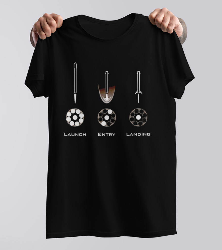 Launch Entry Landing Falcon Rocket Phases T-Shirt