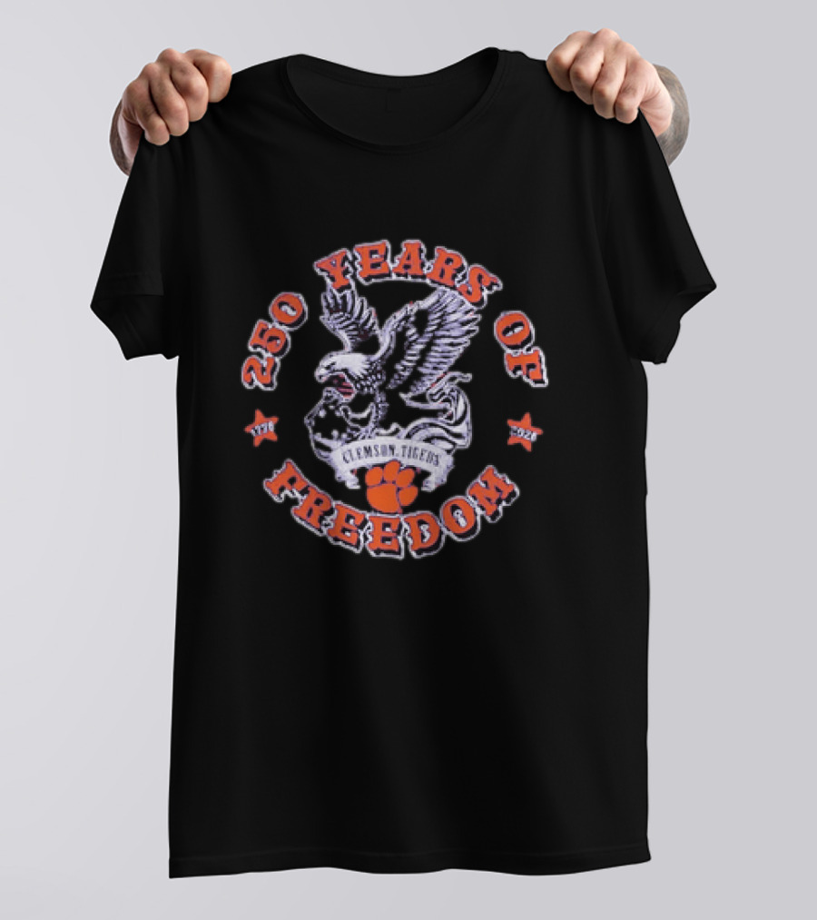 Clemson Tigers 250 Years Of Freedom 1776 2026 Americana Eagle T-Shirt