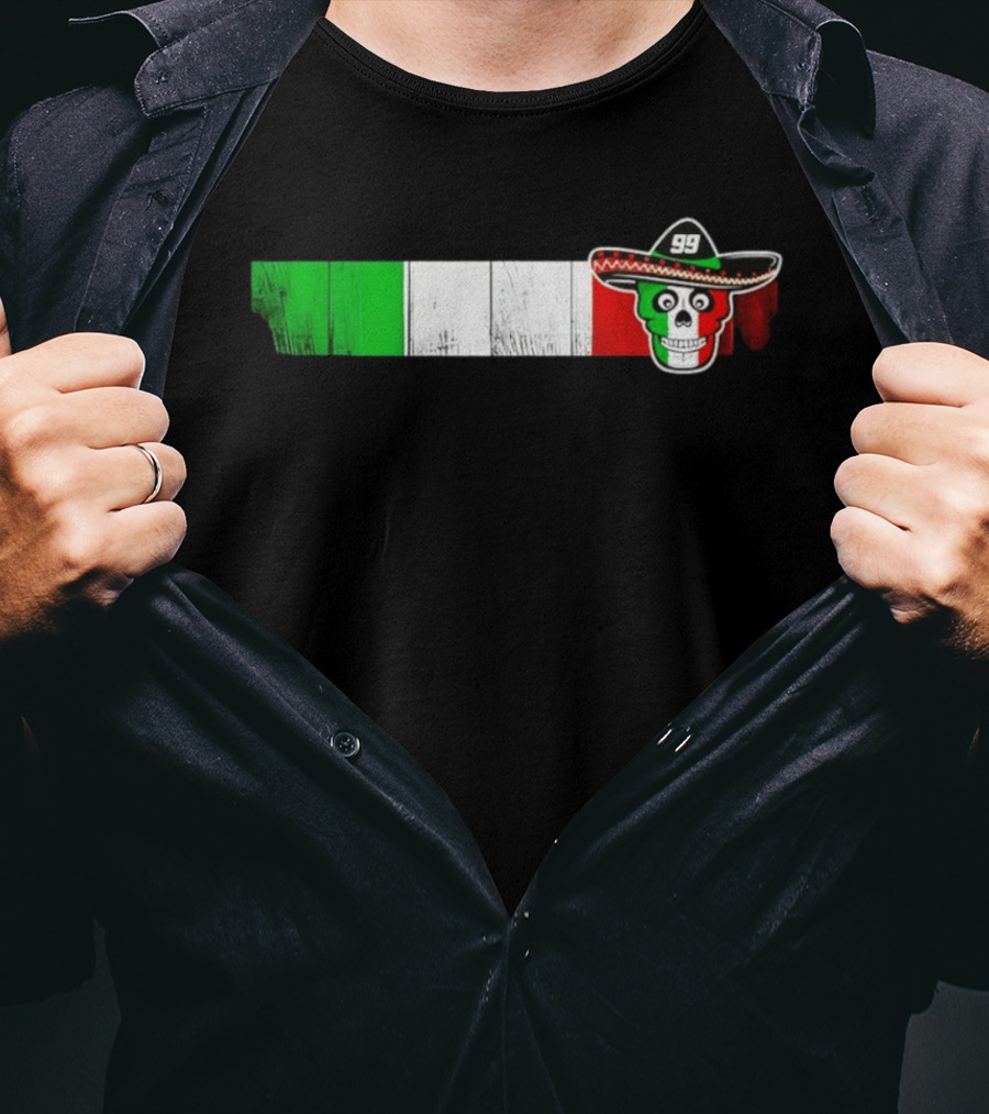 Daniel Suarez 99 Skull Sombrero Mexican Flag T-Shirt