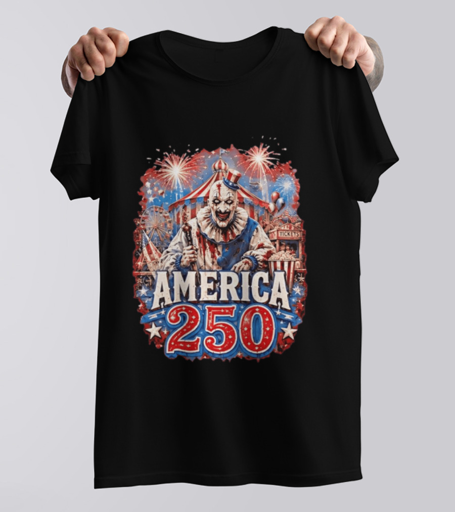 America 250 Clown Terrifier Carnival Fireworks Celebration T-Shirt