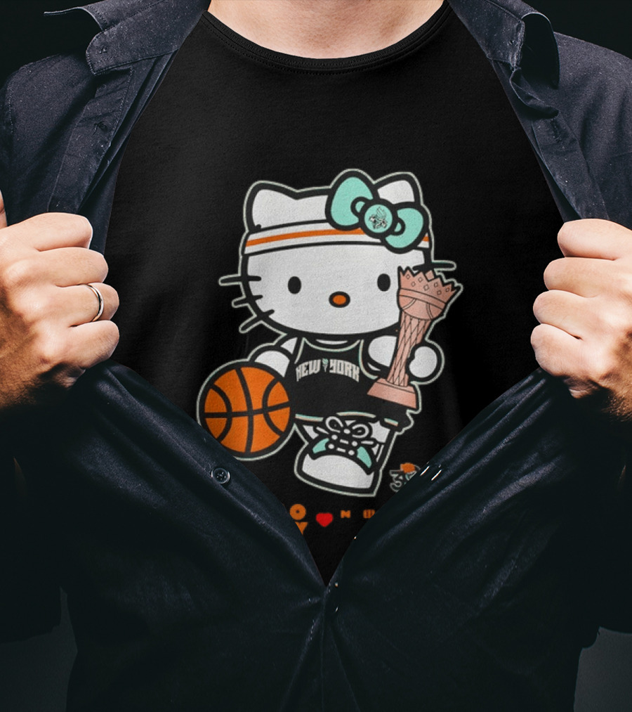 Hello Kitty New York Liberty 2026 WNBA Commissioner's Cup Basketball 30th Anniversary T-Shirt