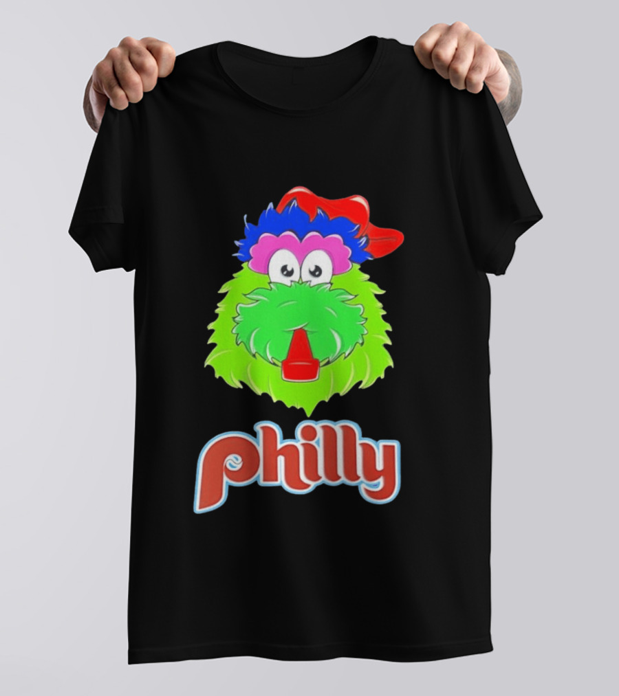Philly Fanatics Whistle Philly Green Furry Mascot Red Hat T-Shirt