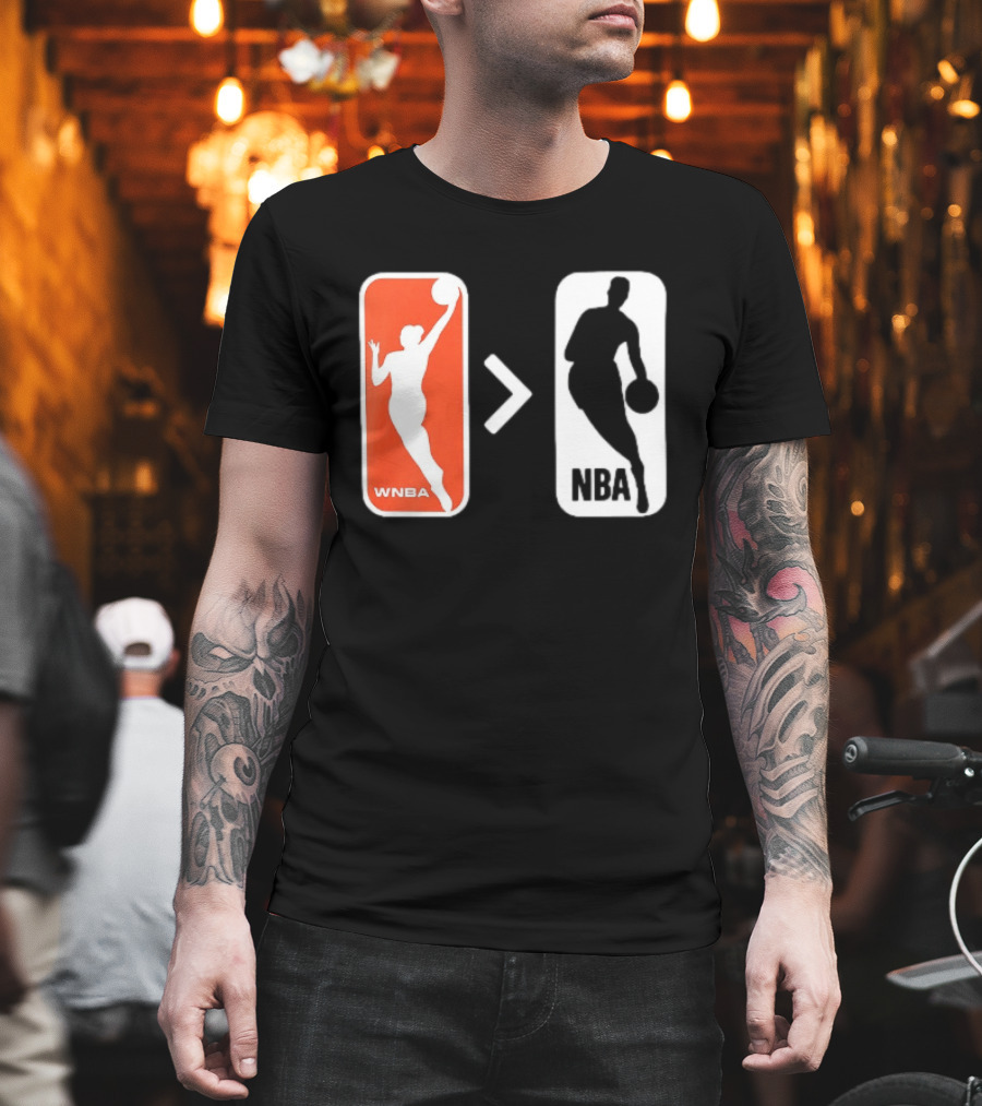 WNBA Logo Greater Than NBA Logo Comparison T-Shirt
