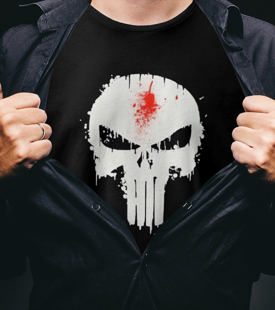 Punisher Skull Bleeding Head Shot T-Shirt