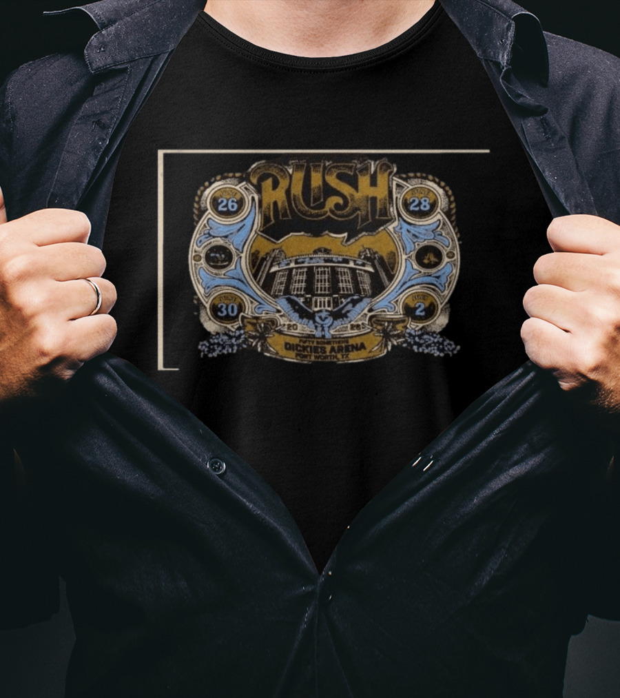 Rush Fifty Something Tour Dickies Arena Fort Worth TX 2026 2028 T-Shirt