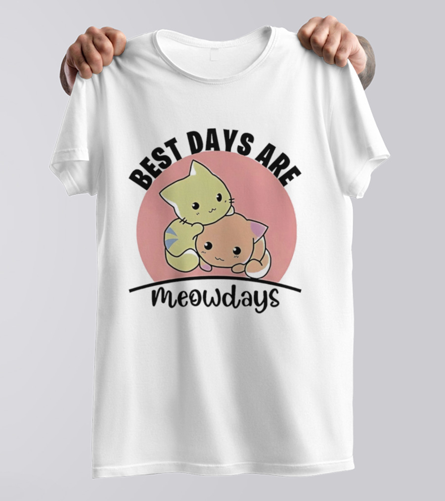 Best Days Are Meowdays Cute Cartoon Cats Hugging T-Shirt