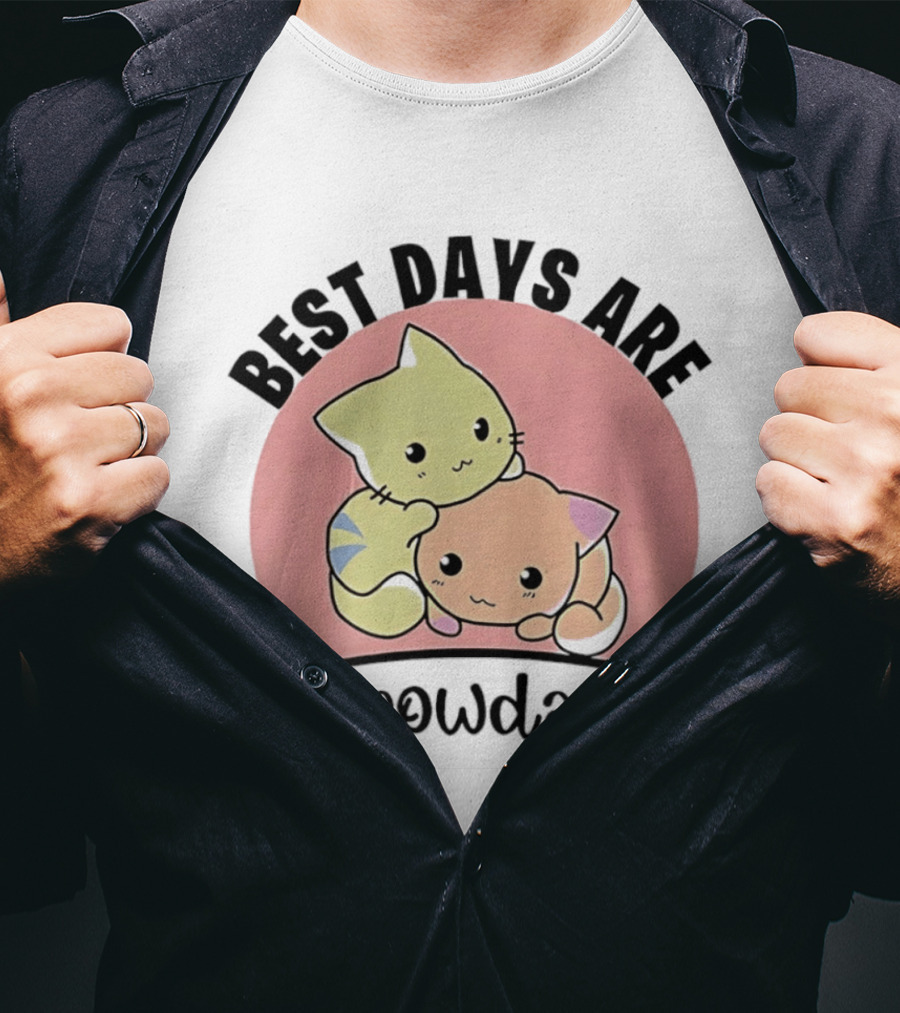 Best Days Are Meowdays Cute Cartoon Cats Hugging T-Shirt