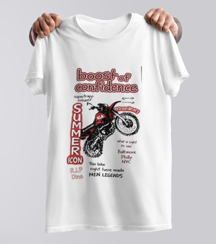 Boost Of Confidence Kawasaki KLR Summer Icon RIP Dino Men Legends T-Shirt