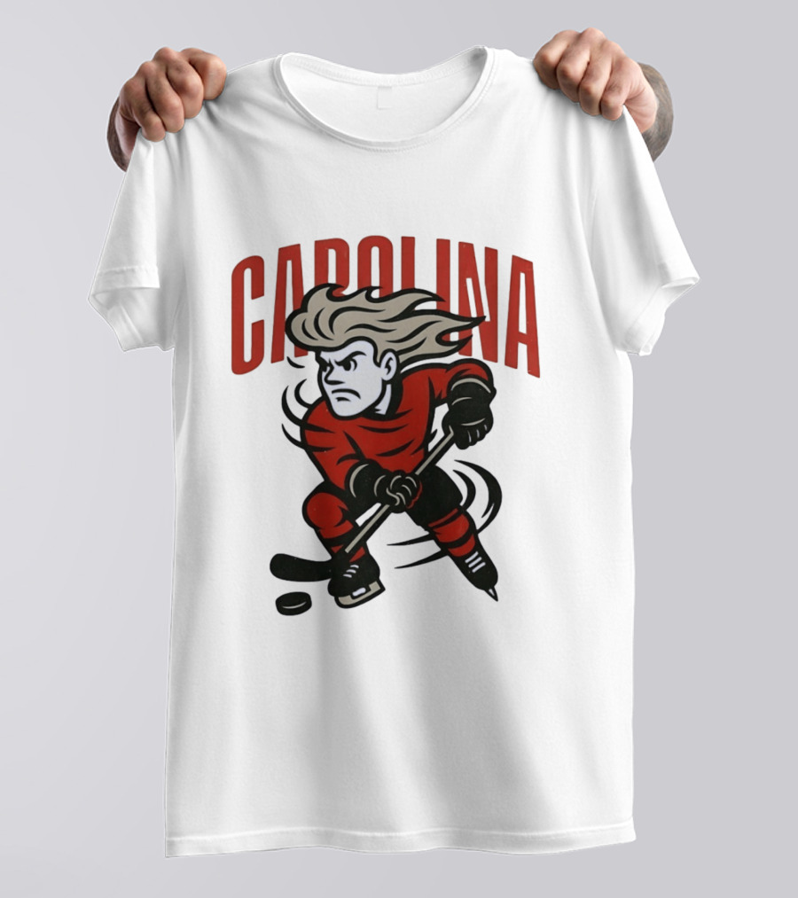 Carolina Hockey Action Figure Skating Puck Player T-Shirt