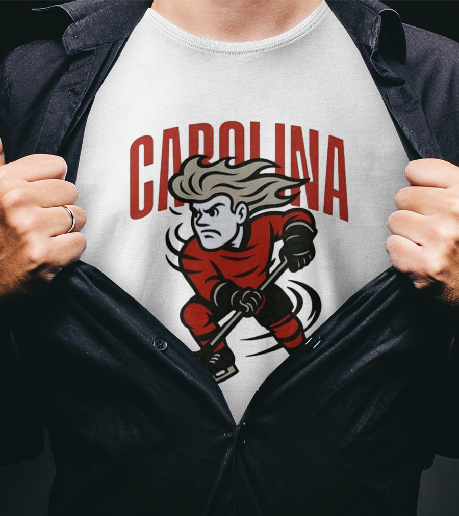Carolina Hockey Action Figure Skating Puck Player T-Shirt