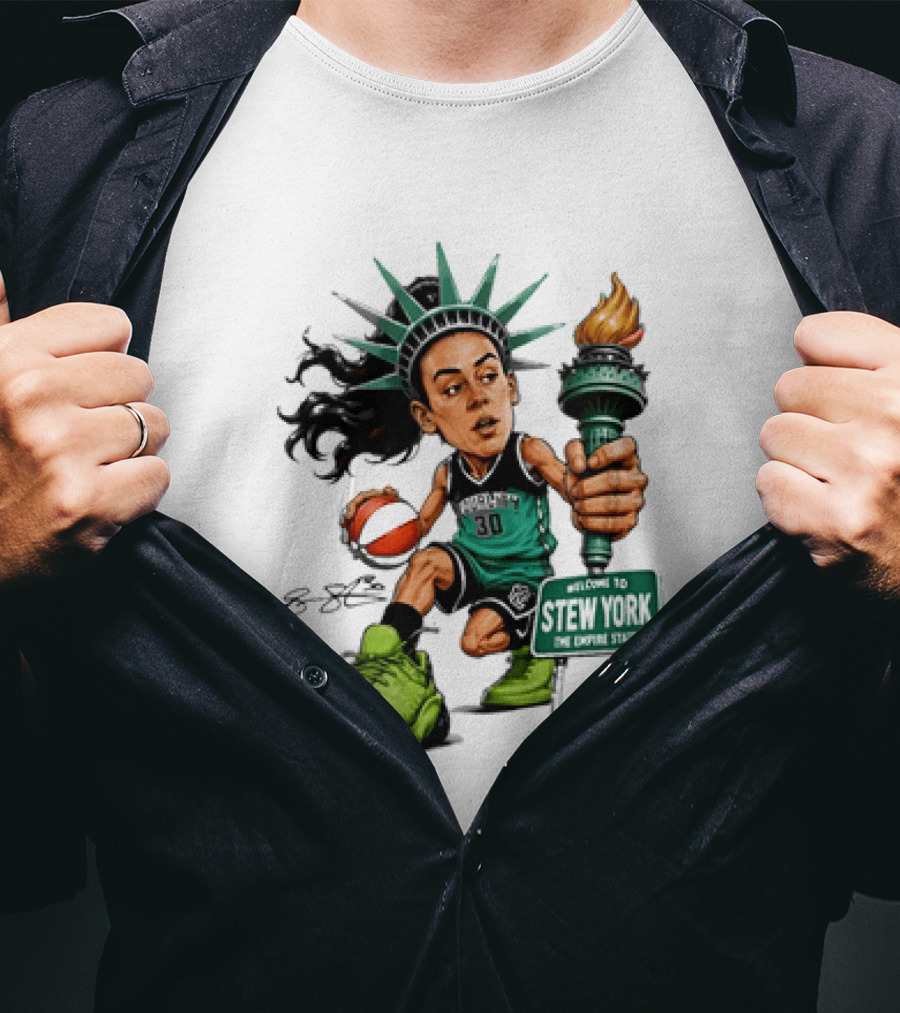 New York Liberty Breanna Stewart Stew York Torch Statue Basketball T-Shirt