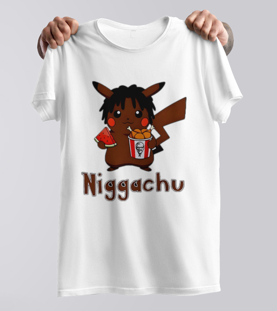 Niggachu Pikachu With Fried Chicken And Watermelon T-Shirt