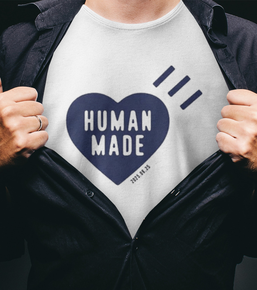 Daily Human Made Heart Motif With Three Stripes And Dry Alls T-Shirt