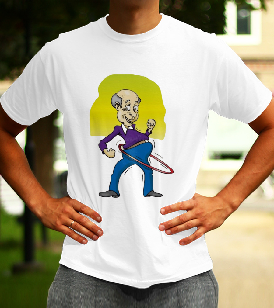 Elderly Man Hula Hooping Joyfully With Fist Pump T-Shirt
