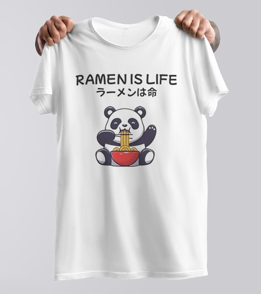 RAMEN IS LIFE Panda Eating Noodles T-Shirt