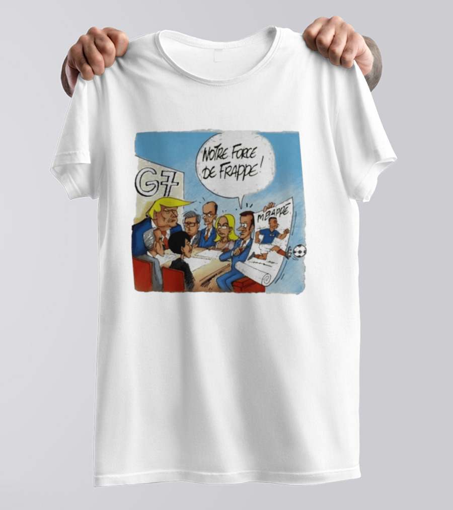 G7 Notre Force De Frappe Mbappe Cartoon Conference Scene T-Shirt