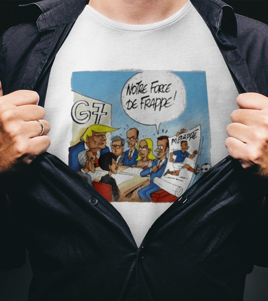 G7 Notre Force De Frappe Mbappe Cartoon Conference Scene T-Shirt