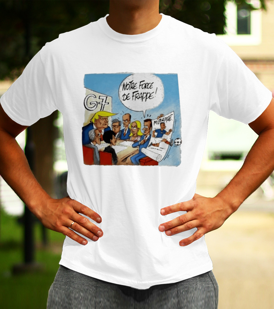 G7 Notre Force De Frappe Mbappe Cartoon Conference Scene T-Shirt