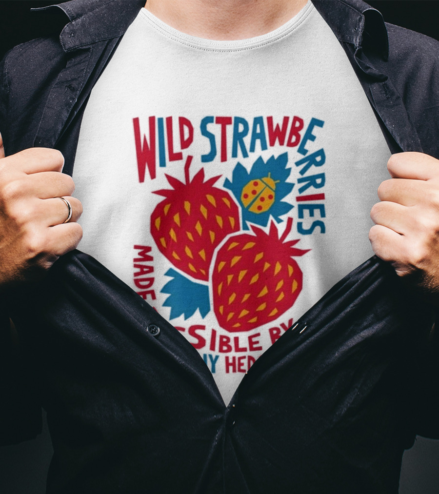 Wild Strawberries Made Possible By Healthy Hedgerows With Ladybug T-Shirt