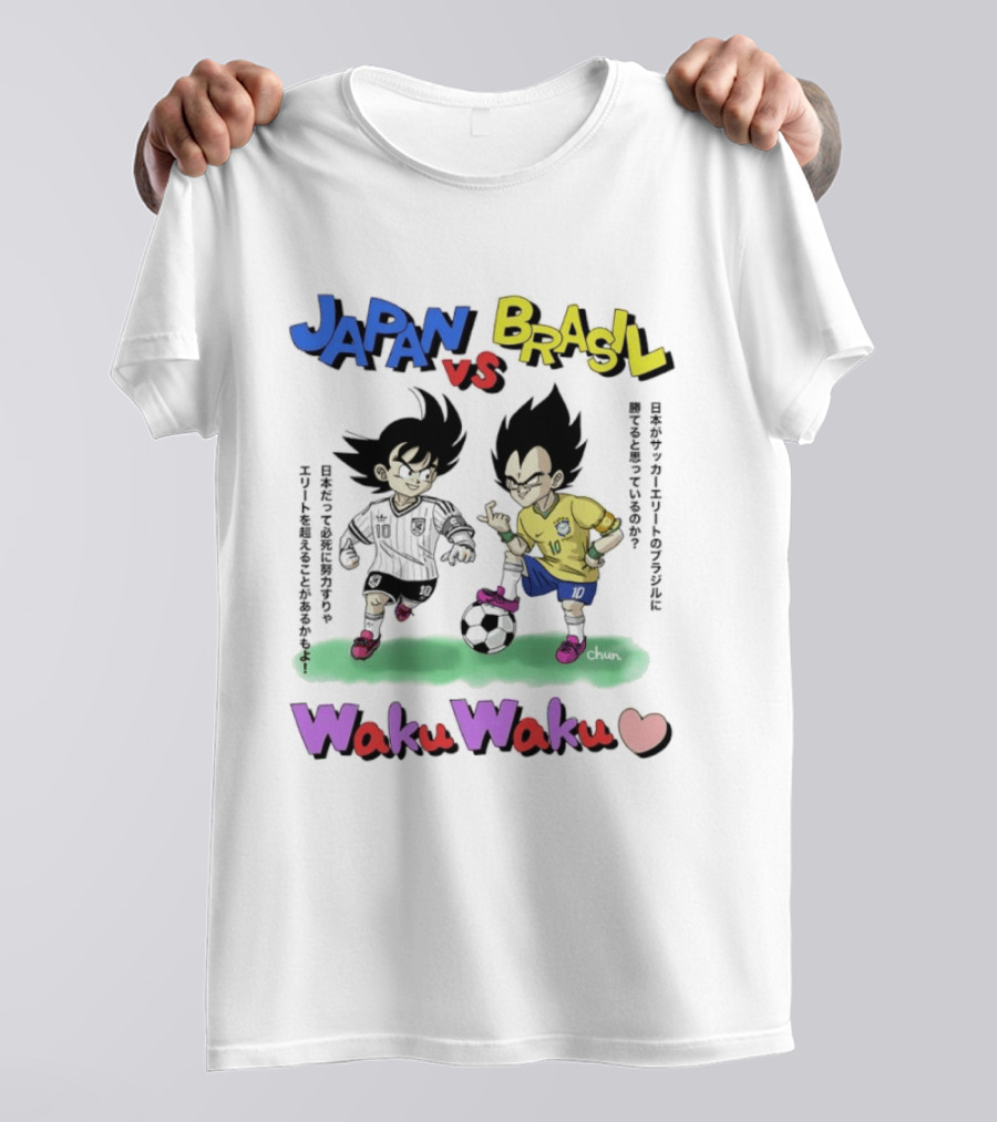 Japan Vs Brasil Goku Vegeta National Teams Waku Waku Soccer Match T-Shirt