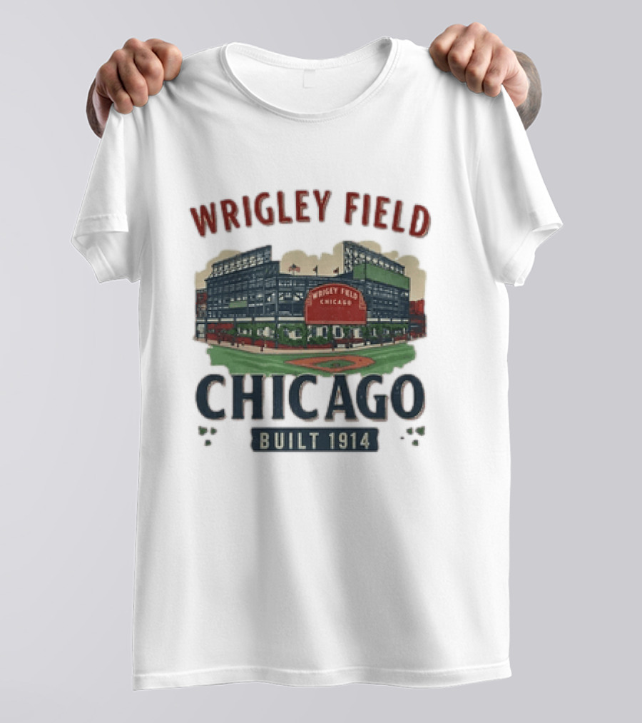 Wrigley Field Chicago Built 1914 Vintage Baseball Stadium Architecture T-Shirt