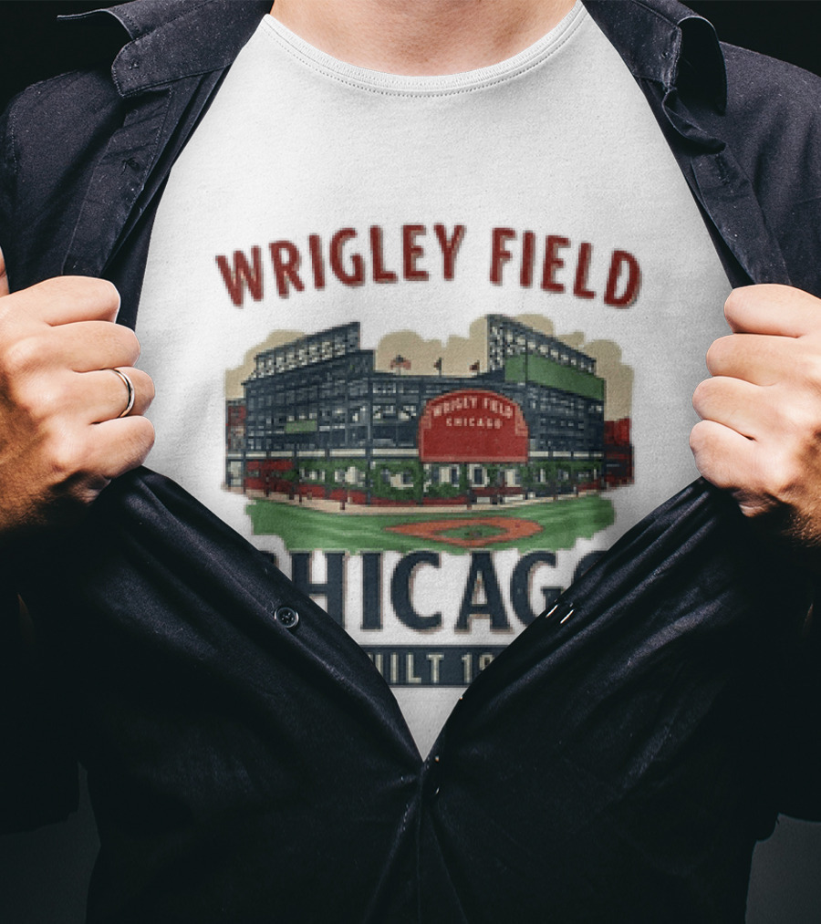 Wrigley Field Chicago Built 1914 Vintage Baseball Stadium Architecture T-Shirt