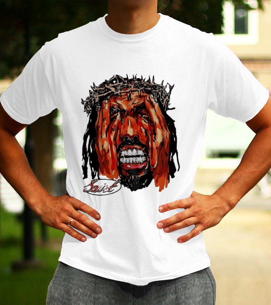 Saint Jesus Crown Of Thorns Diamond Grillz T-Shirt