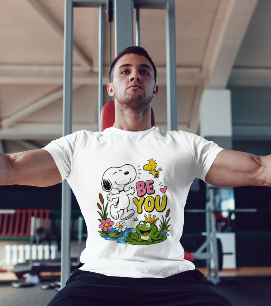 Snoopy And Woodstock Be You Frog Watercolor Flowers T-Shirt