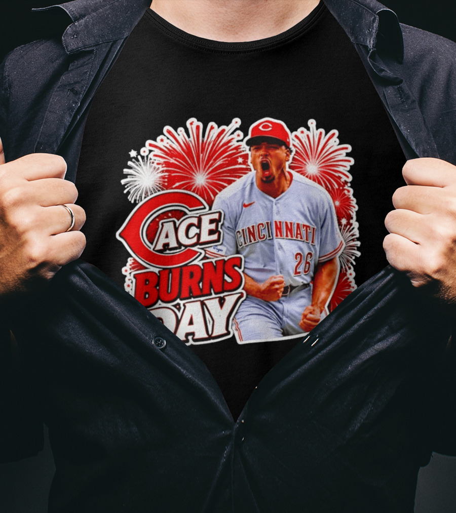 Cincinnati Reds Ace Burns Day Celebration With Fireworks T-Shirt